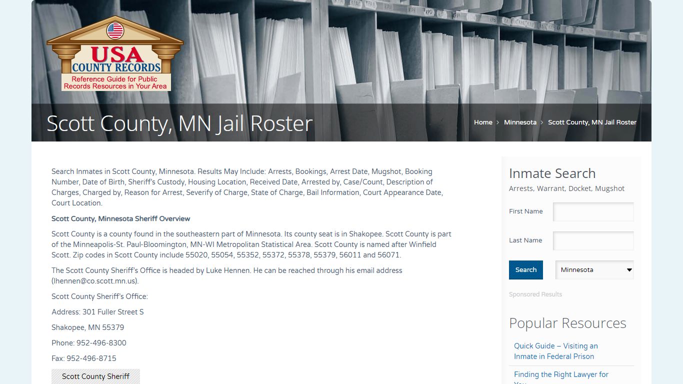 Scott County, MN Jail Roster | Name Search